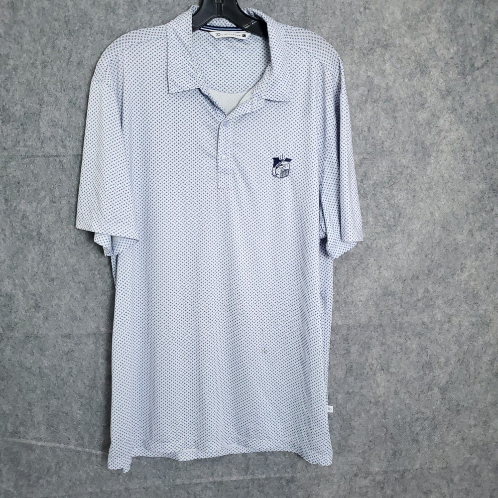 7 Diamonds Polo Shirt Nassau Pima Blue Seagate Golf Club Men's Large Geometric L